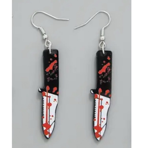 Earrings, Bloody Knives #4, NIP, Perfect Horror Movie Night Accessory - Picture 7 of 7